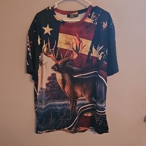 Mens Patriotic Deer Graphic Tee - Multicolor